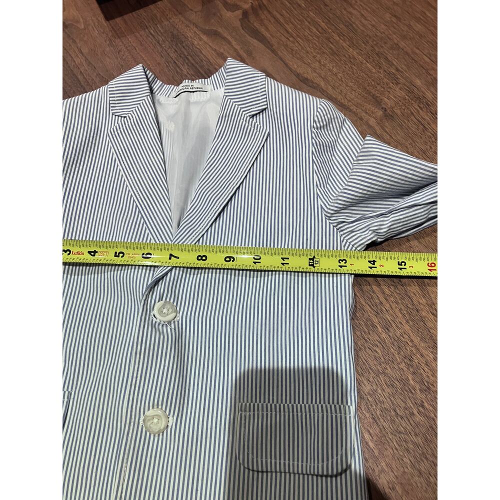 The Children’s Place (?) Boys Seersucker Blazer Size 6 Blue White Stripe Cotton - Picture 4 of 8